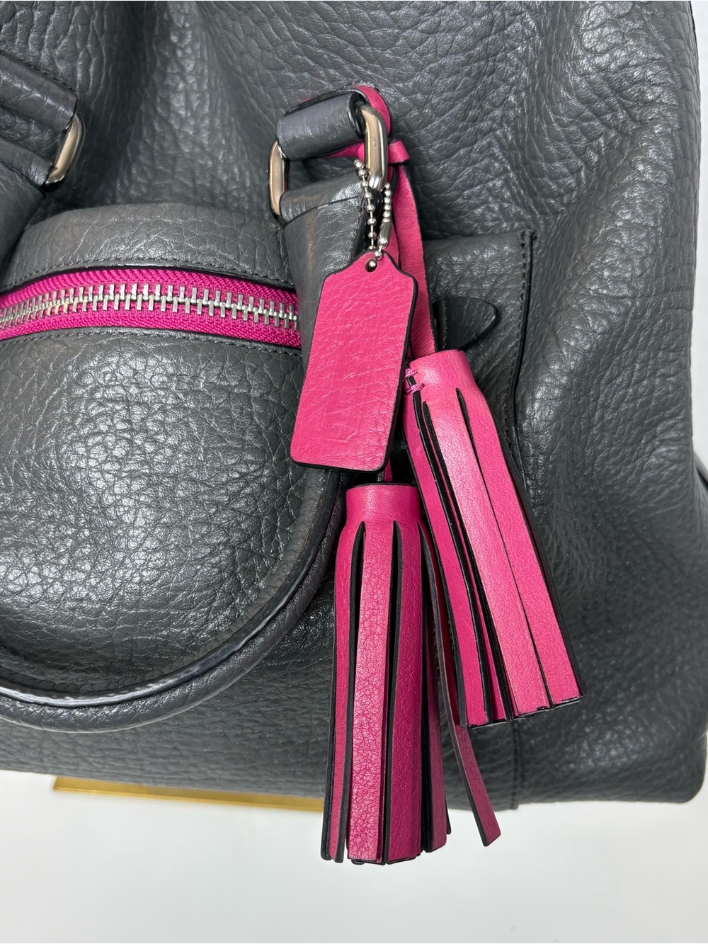 Coach Legacy Rory Textured Pebbled Leather Bobo in the Graphite/Berry colorway - Picture 3 of 17